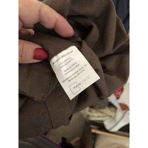 Brown Non Lined Curtain Panels 80x84 100 P Cotton - Picture 2 of 2